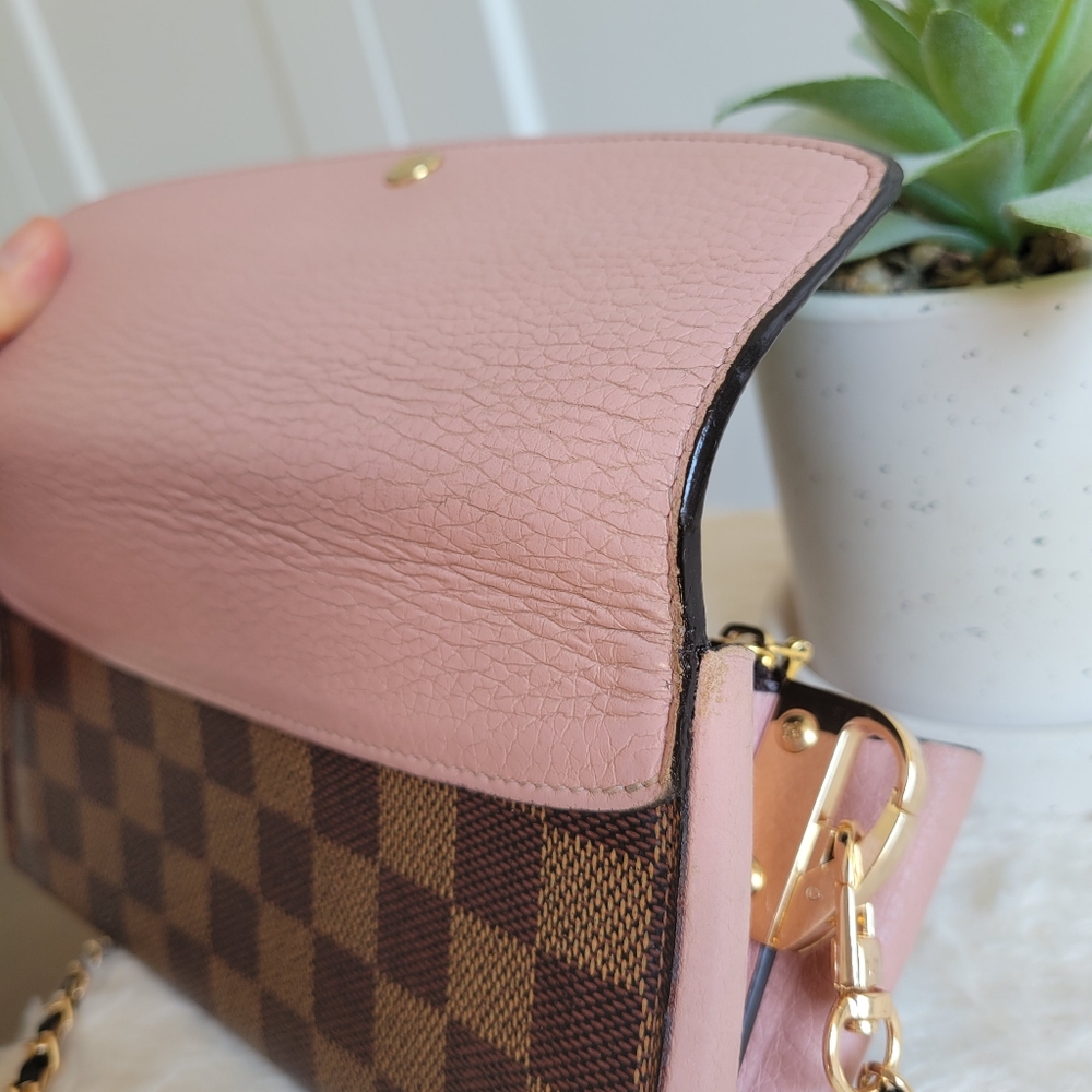 💕Authentic Louis Vuitton Damier Ebene NORMANDY Wallet PINK Crossbody/Shoulder - Picture 9 of 17